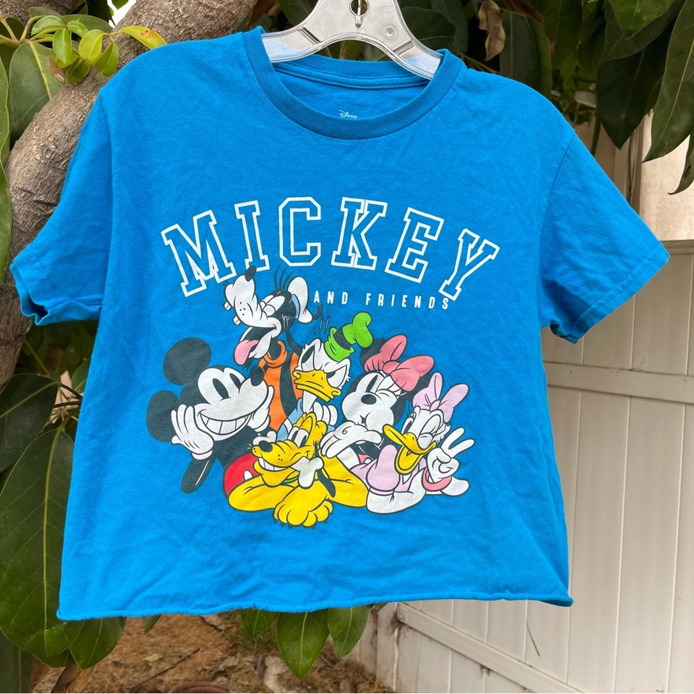 Disney Mickey Mouse & Friends blue graphic crop top t-shirt. - Picture 2 of 6